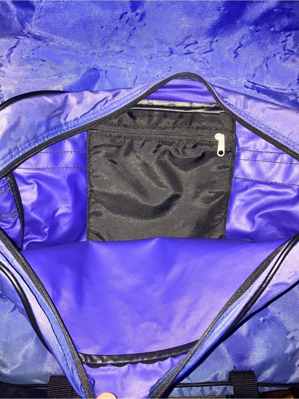 Vintage 90s Y2K ASICS Blue Tote / Computer / Record Zip Strap Over Bag